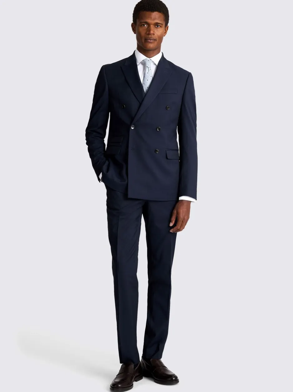 Pakken*MOSS - Slim Double Breasted Stretch Suit Jacket Inktblauw