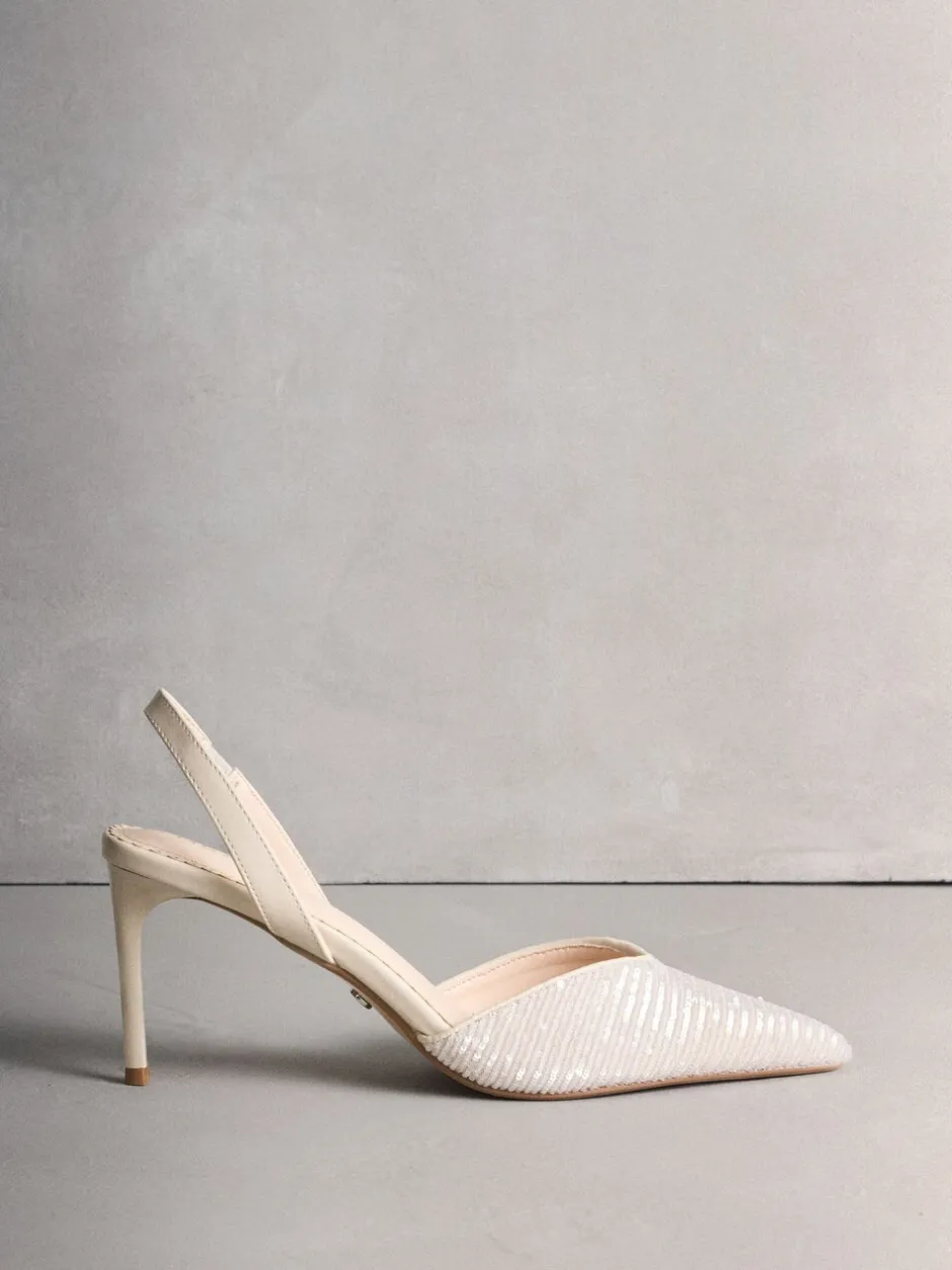 Schoenen Met Hakken|Next Ivoor - Forever Comfort® Point Toe Sequin Slingback Heels