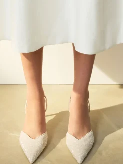 Schoenen Met Hakken|Next Ivoor - Forever Comfort® Point Toe Sequin Slingback Heels
