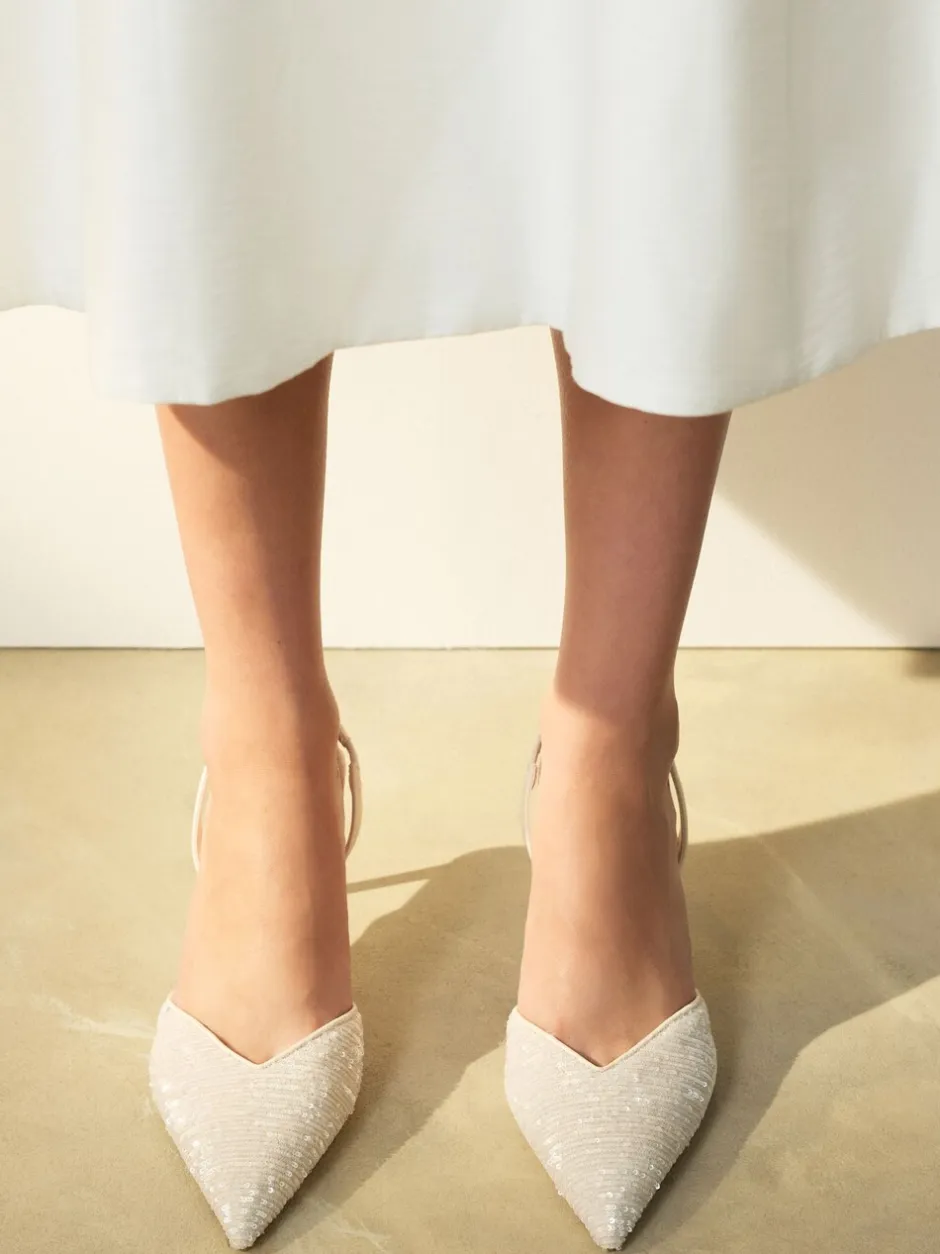 Schoenen Met Hakken|Next Ivoor - Forever Comfort® Point Toe Sequin Slingback Heels