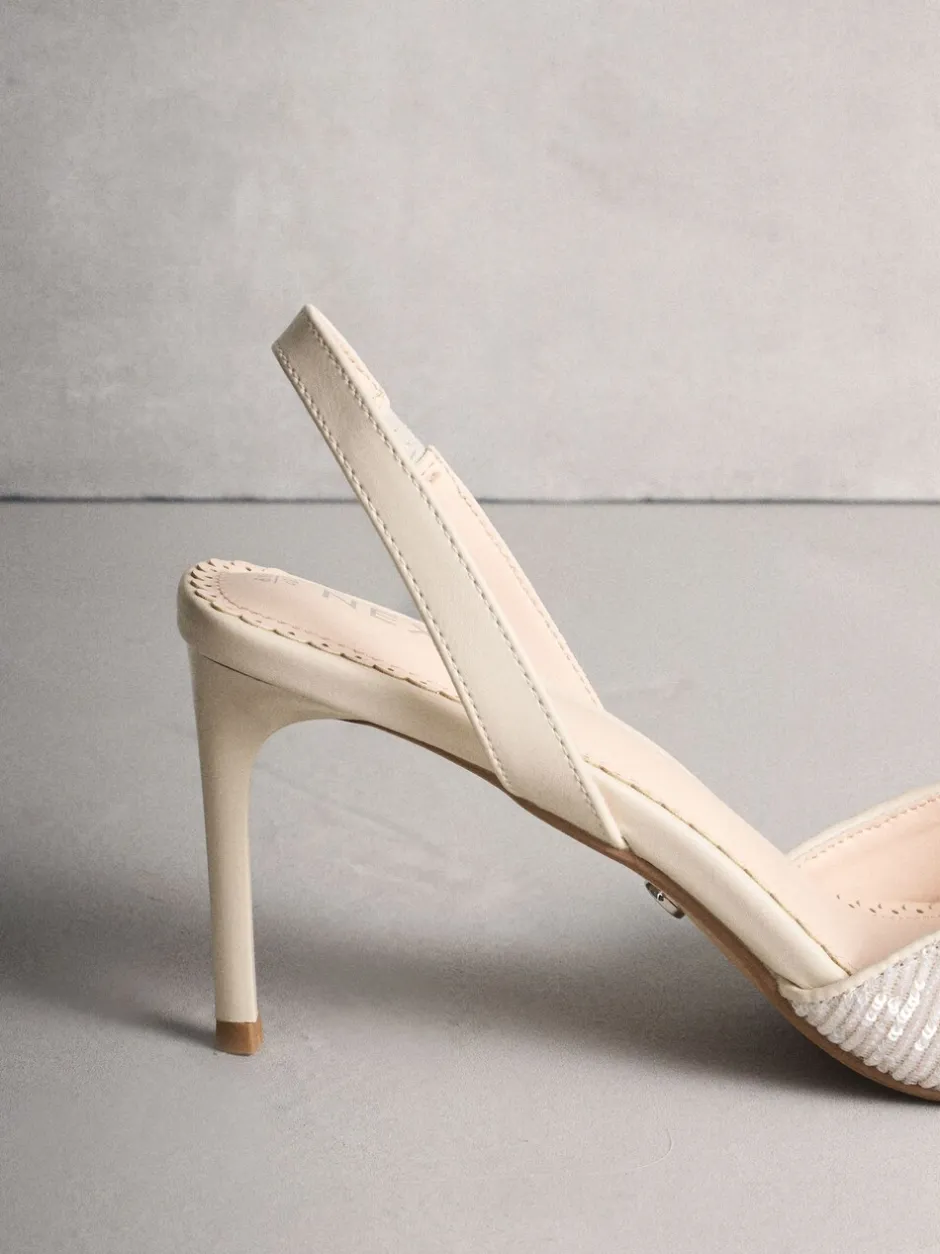 Schoenen Met Hakken|Next Ivoor - Forever Comfort® Point Toe Sequin Slingback Heels