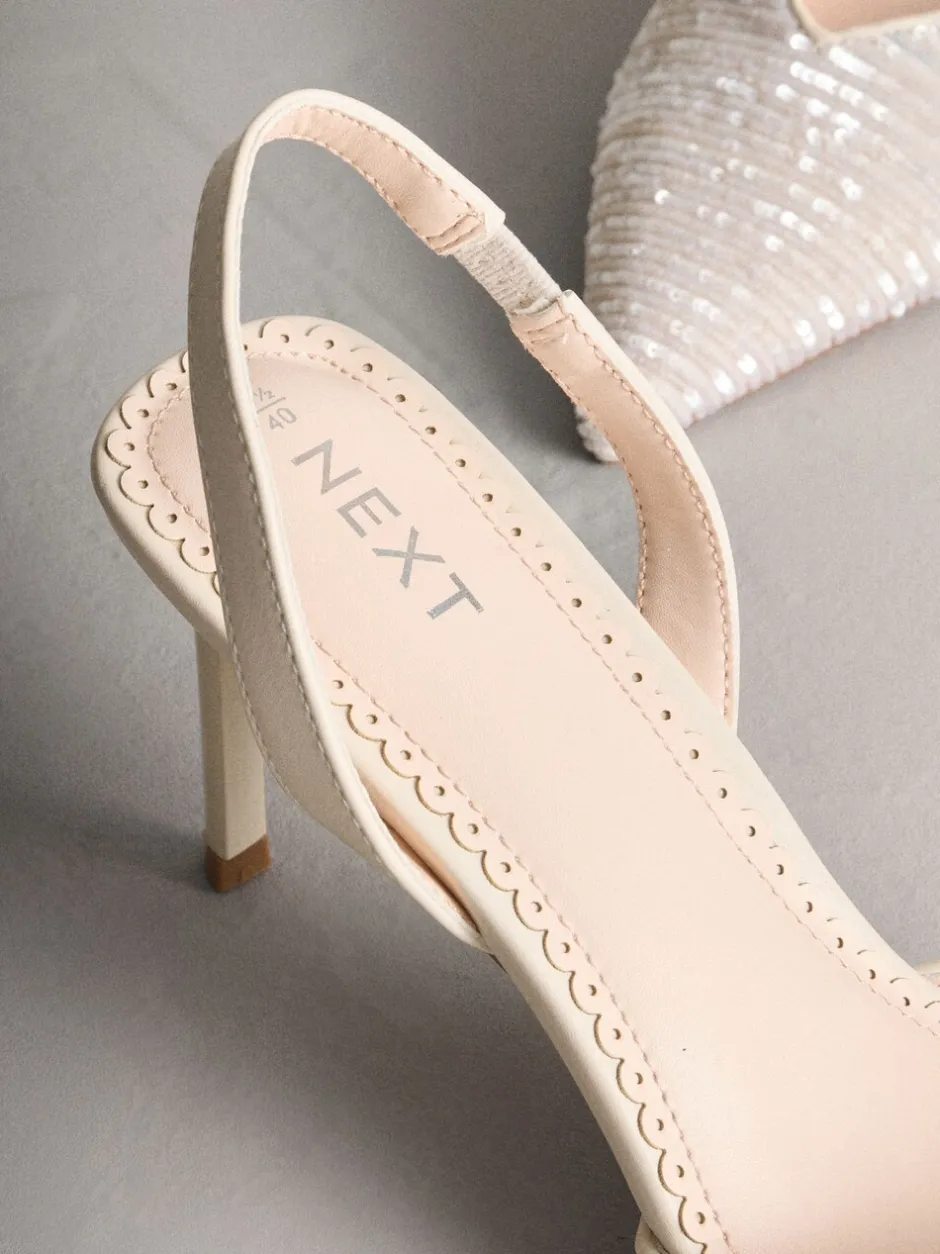 Schoenen Met Hakken|Next Ivoor - Forever Comfort® Point Toe Sequin Slingback Heels
