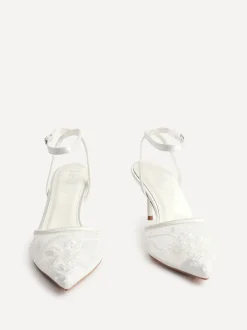 Schoenen Met Hakken*Linzi - Serenade Beaded Mesh Court Heels Ivoor