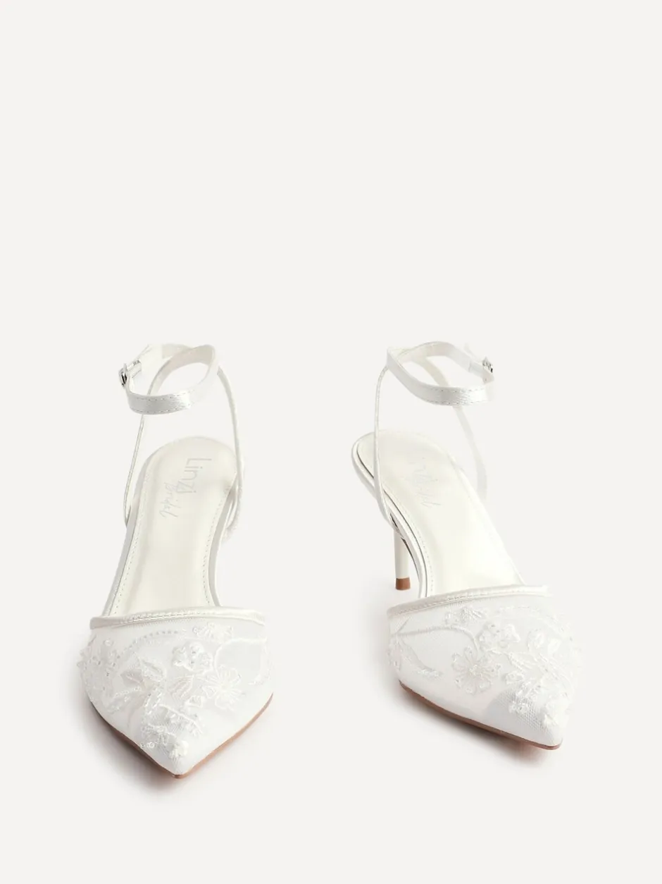 Schoenen Met Hakken*Linzi - Serenade Beaded Mesh Court Heels Ivoor