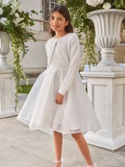Gebreide Kleding|Lipsy - fluffy gelegenheidsbolero (5 - 16 jr) Ivoor