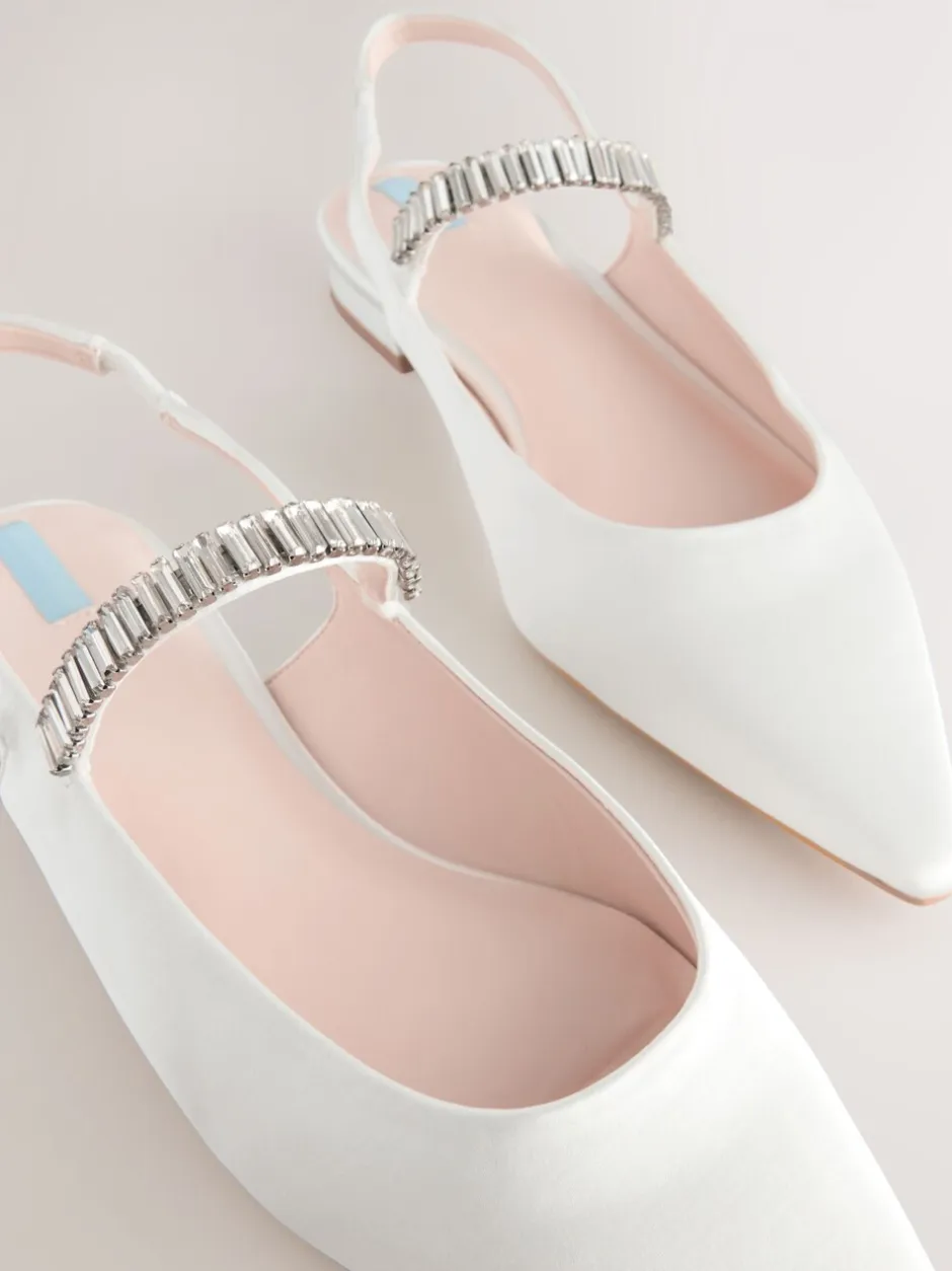 Lage Schoenen|Next Ivoor - Mary Jane bruidsschoenen met hielbandje en puntige neus voor bruiloft
