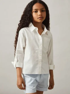 Overhemden En Blouses*Reiss - Leora Linen Roll-Cuff Shirt Ivoor