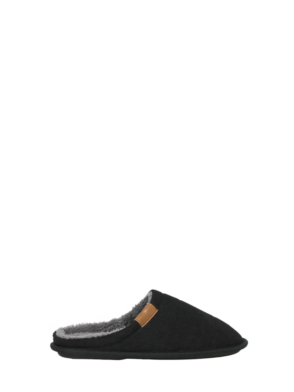 Pantoffels|JACK & JONES JUNIOR Courdroy Mule Black Slippers