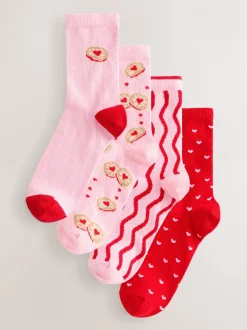 Sokken En Panty's*Next - Set van 4 paar enkelsokken Jammy Heart
