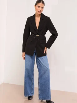 Kostuums En Werkkleding*Lipsy Jet black - - Relaxte lange maatsnitblazer