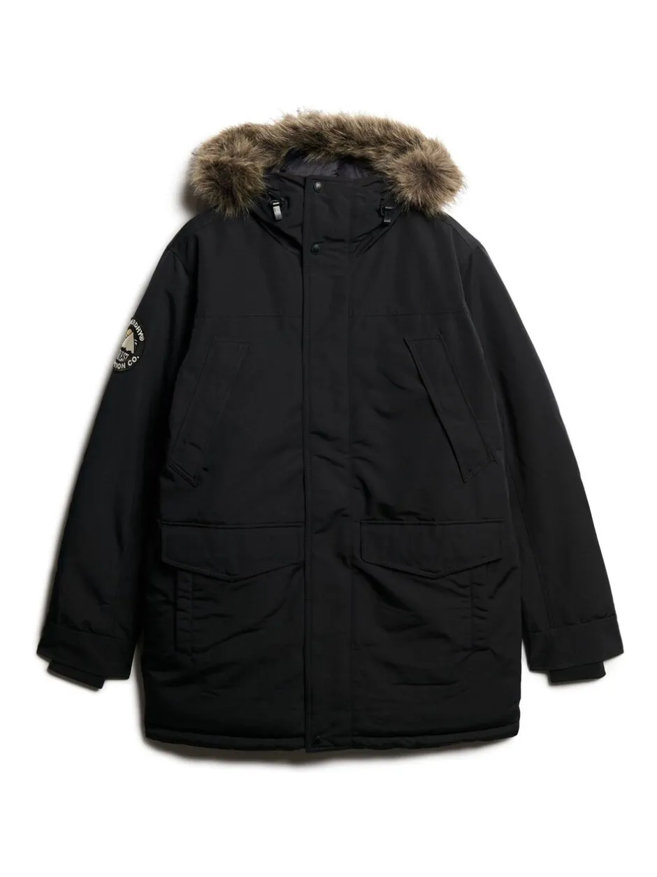 Jassen En Jacks*Superdry - Everest parka met imitatiebont Jet black