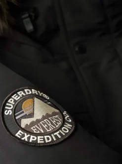 Jassen En Jacks*Superdry - Everest parka met imitatiebont Jet black
