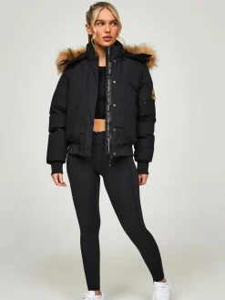 Jassen En Jacks*Zavetti Canada - Womens Olivia Bomber 100% Cotton Jacket Jet black