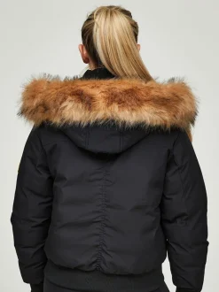 Jassen En Jacks*Zavetti Canada - Womens Olivia Bomber 100% Cotton Jacket Jet black
