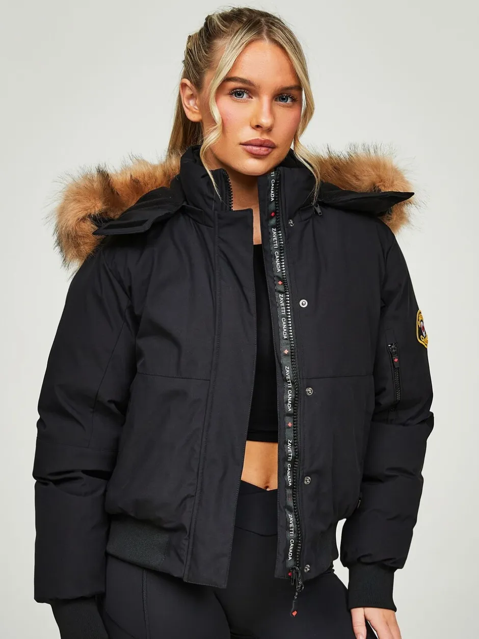 Jassen En Jacks*Zavetti Canada - Womens Olivia Bomber 100% Cotton Jacket Jet black