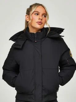 Jassen En Jacks*Zavetti Canada - Womens Olivia Bomber 100% Cotton Jacket Jet black