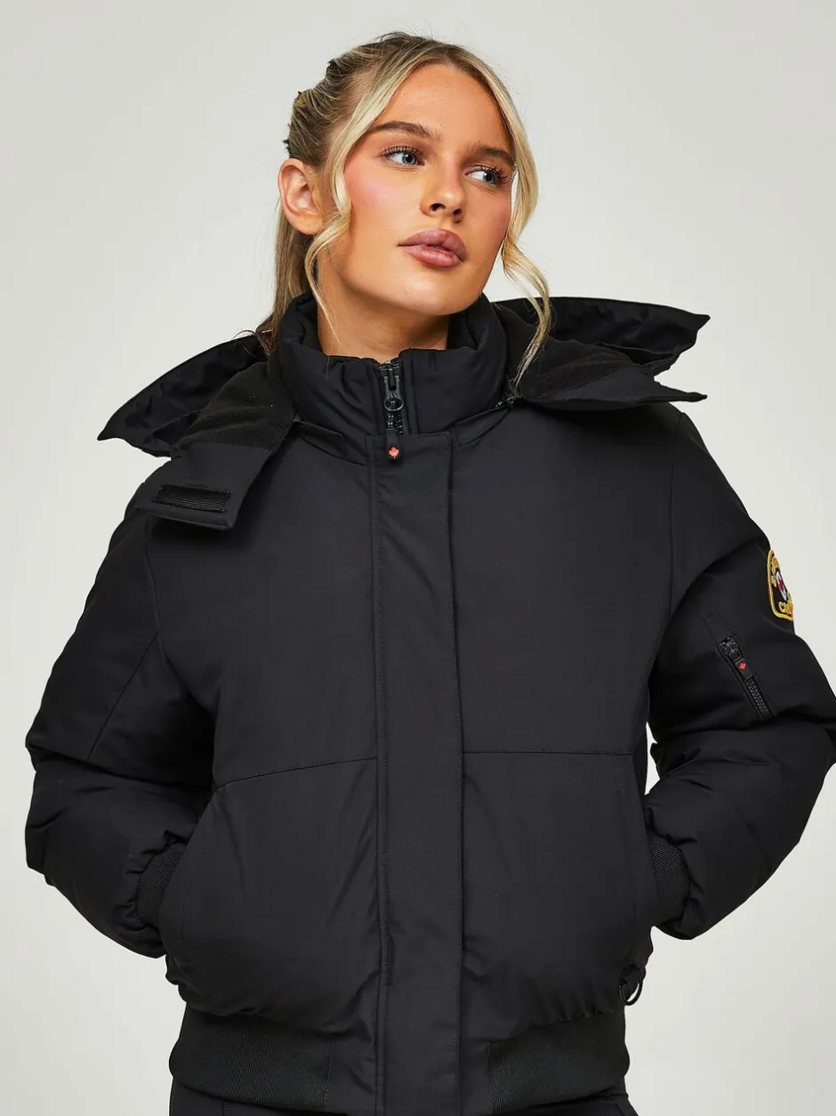 Jassen En Jacks*Zavetti Canada - Womens Olivia Bomber 100% Cotton Jacket Jet black
