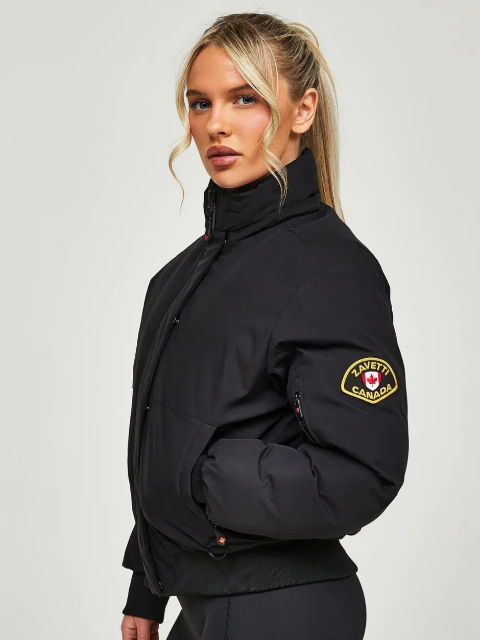Jassen En Jacks*Zavetti Canada - Womens Olivia Bomber 100% Cotton Jacket Jet black