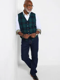 Vesten|Joe Browns Contrast Buttons Check Trim Tailored Waistcoat