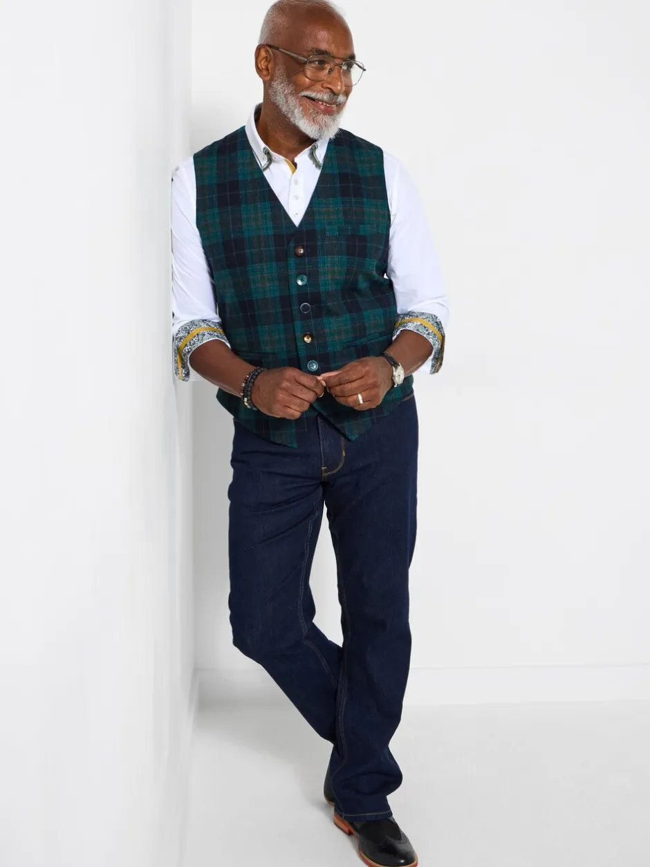Vesten|Joe Browns Contrast Buttons Check Trim Tailored Waistcoat