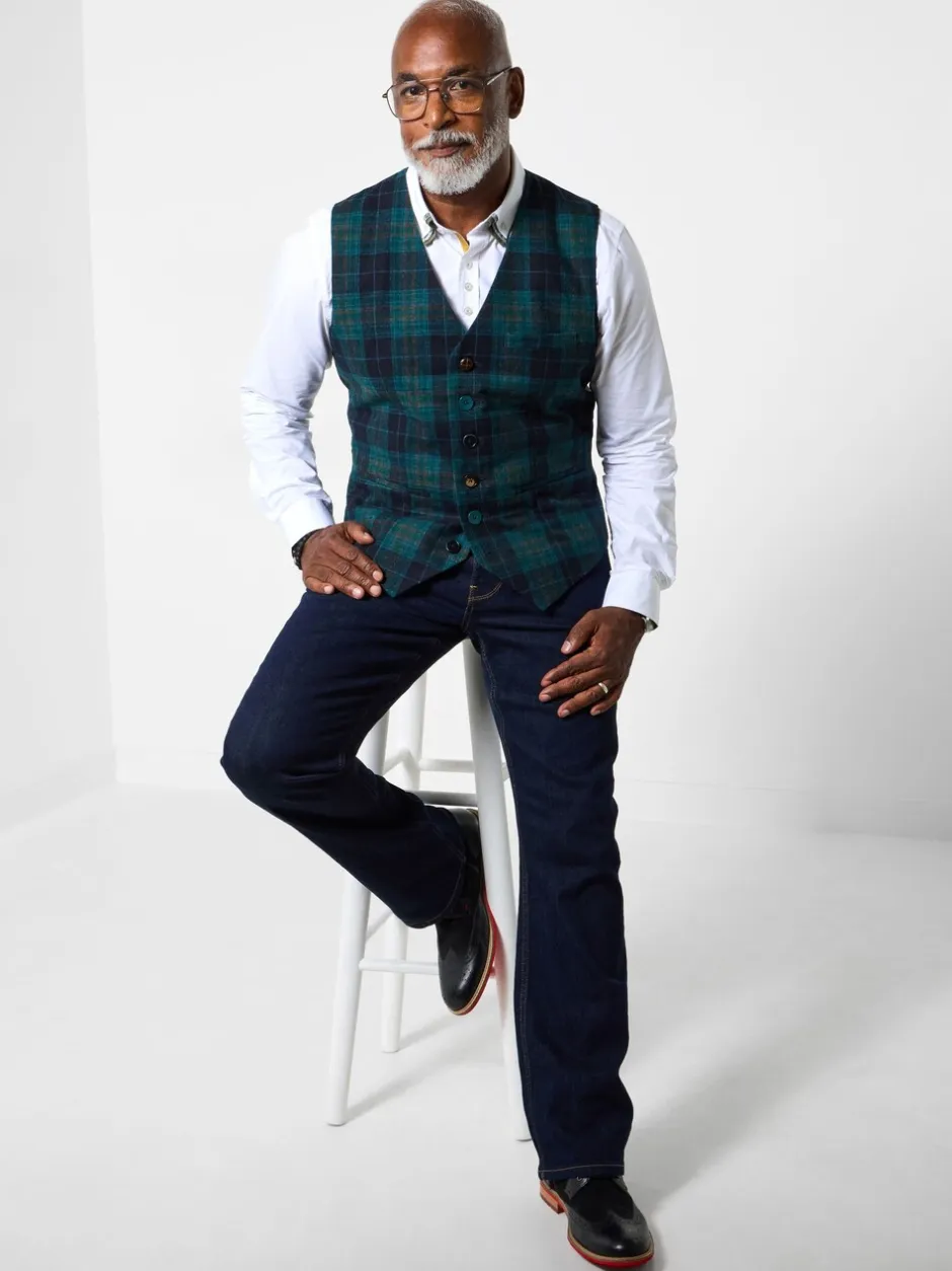 Vesten|Joe Browns Contrast Buttons Check Trim Tailored Waistcoat