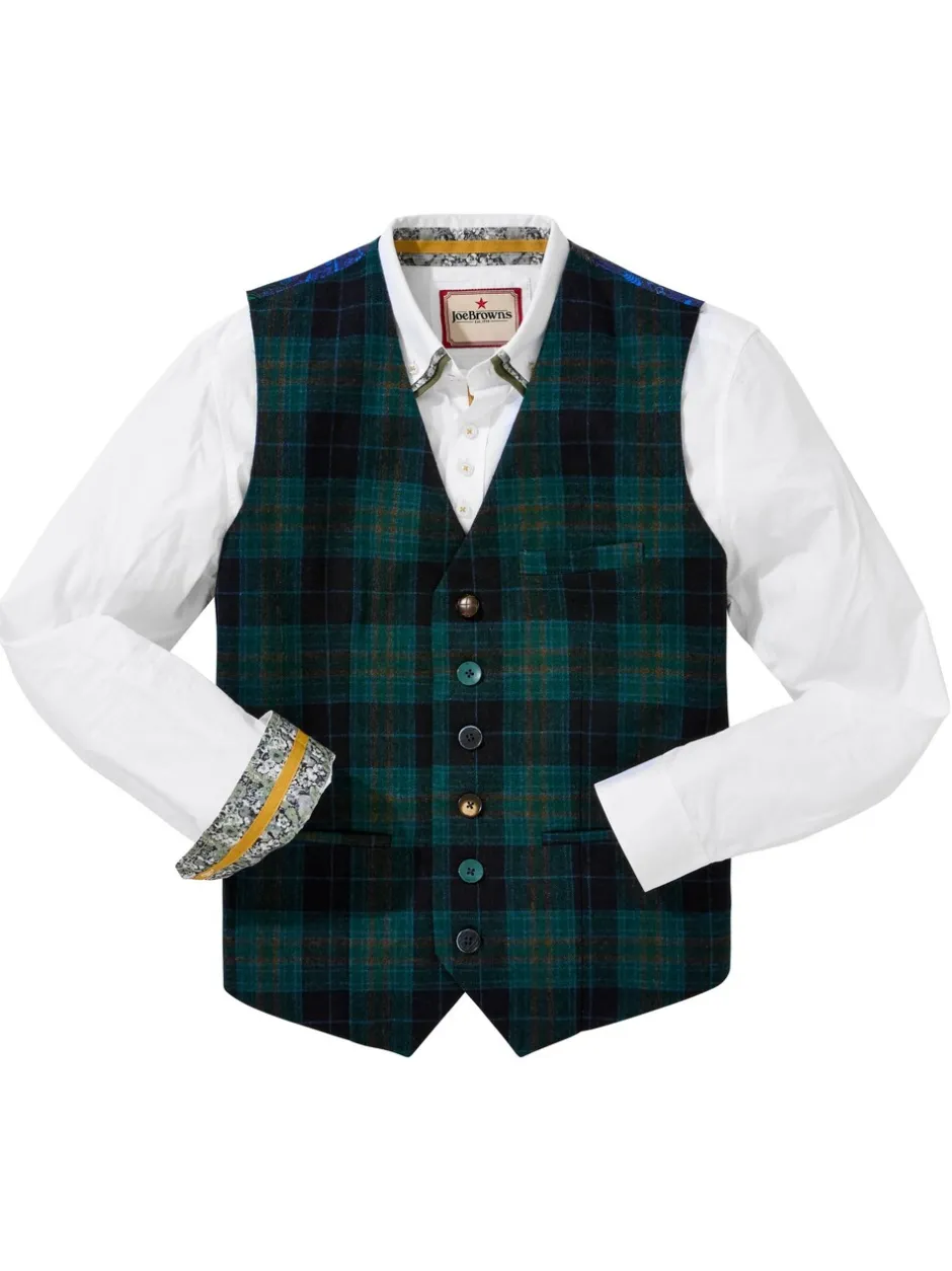 Vesten|Joe Browns Contrast Buttons Check Trim Tailored Waistcoat