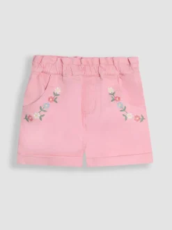 Shorts*Jojo Maman Bébé - 100% katoenen keperstof shorts met geborduurde omgeslagen zoom