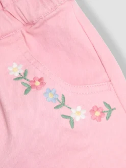 Shorts*Jojo Maman Bébé - 100% katoenen keperstof shorts met geborduurde omgeslagen zoom