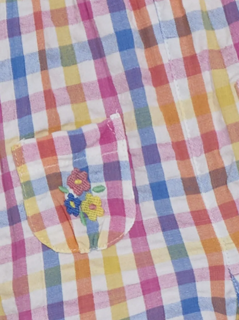 Tuinbroeken|Jumpsuits En Playsuits|Jojo Maman Bébé - Geborduurde geruite bretelbroeken van 100% katoen