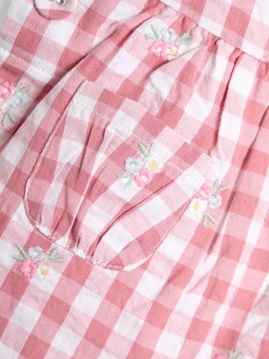 Tuinbroeken|Jojo Maman Bébé - Geborduurde geruite bretelbroeken van 100% katoen