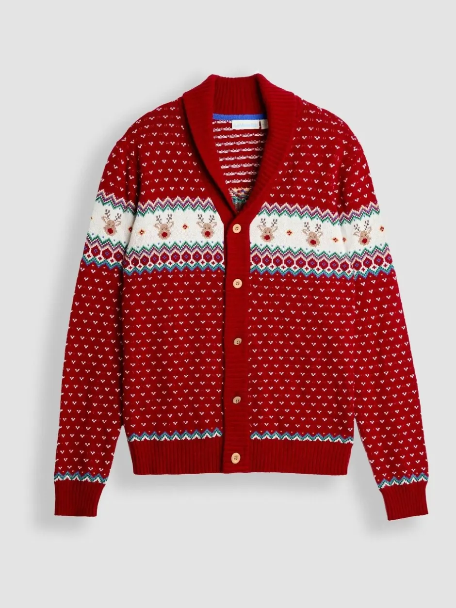 Gebreide Kleding|Jojo Maman Bébé - Gebreid vest met rendierprint en fairislemotief voor heren