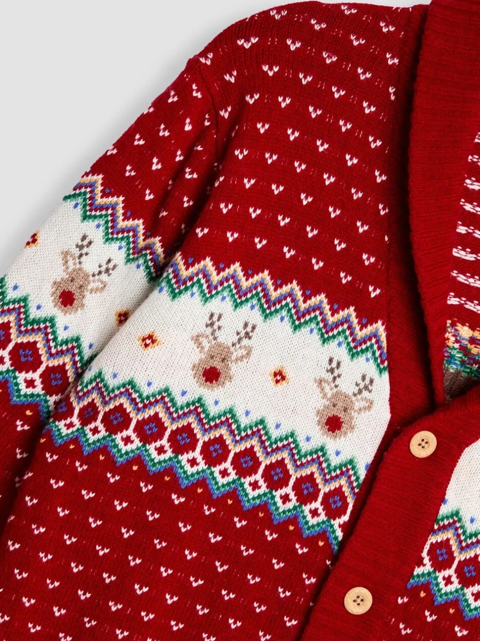 Gebreide Kleding|Jojo Maman Bébé - Gebreid vest met rendierprint en fairislemotief voor heren