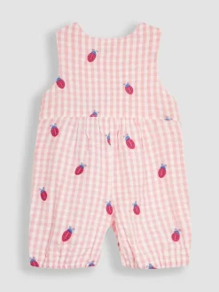 Tuinbroeken|Jojo Maman Bébé - Gingham tuinbroek met borduursel