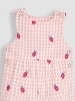 Tuinbroeken|Jojo Maman Bébé - Gingham tuinbroek met borduursel