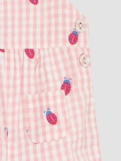 Tuinbroeken|Jojo Maman Bébé - Gingham tuinbroek met borduursel