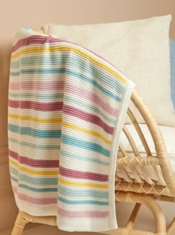 Babyartikelen En Slaapzakken |Jojo Maman Bébé - Grofgebreide deken met strepen