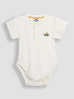 Rompertjes En Hemdjes*Jojo Maman Bébé 2 -Pack Stegosaurus & Effen Korte mouwen Bodysuits