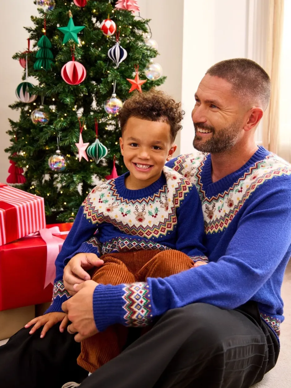 Gebreide Kleding|Jojo Maman Bébé - Trui met rendierprint en fairislemotief voor heren