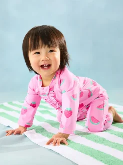Badkleding|Jojo Maman Bébé - Zonbeschermend pak met aardbeienprint