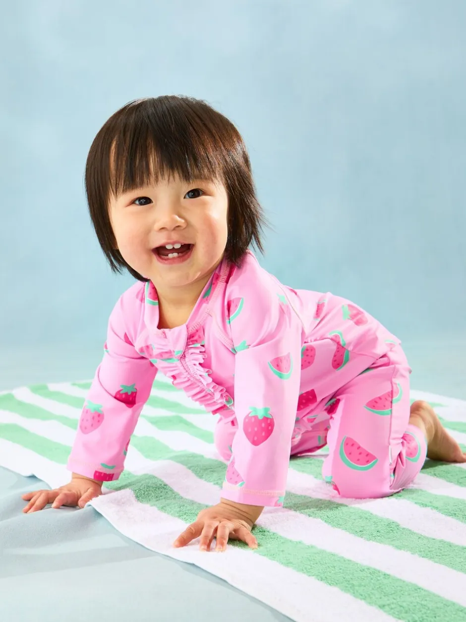 Badkleding|Jojo Maman Bébé - Zonbeschermend pak met aardbeienprint