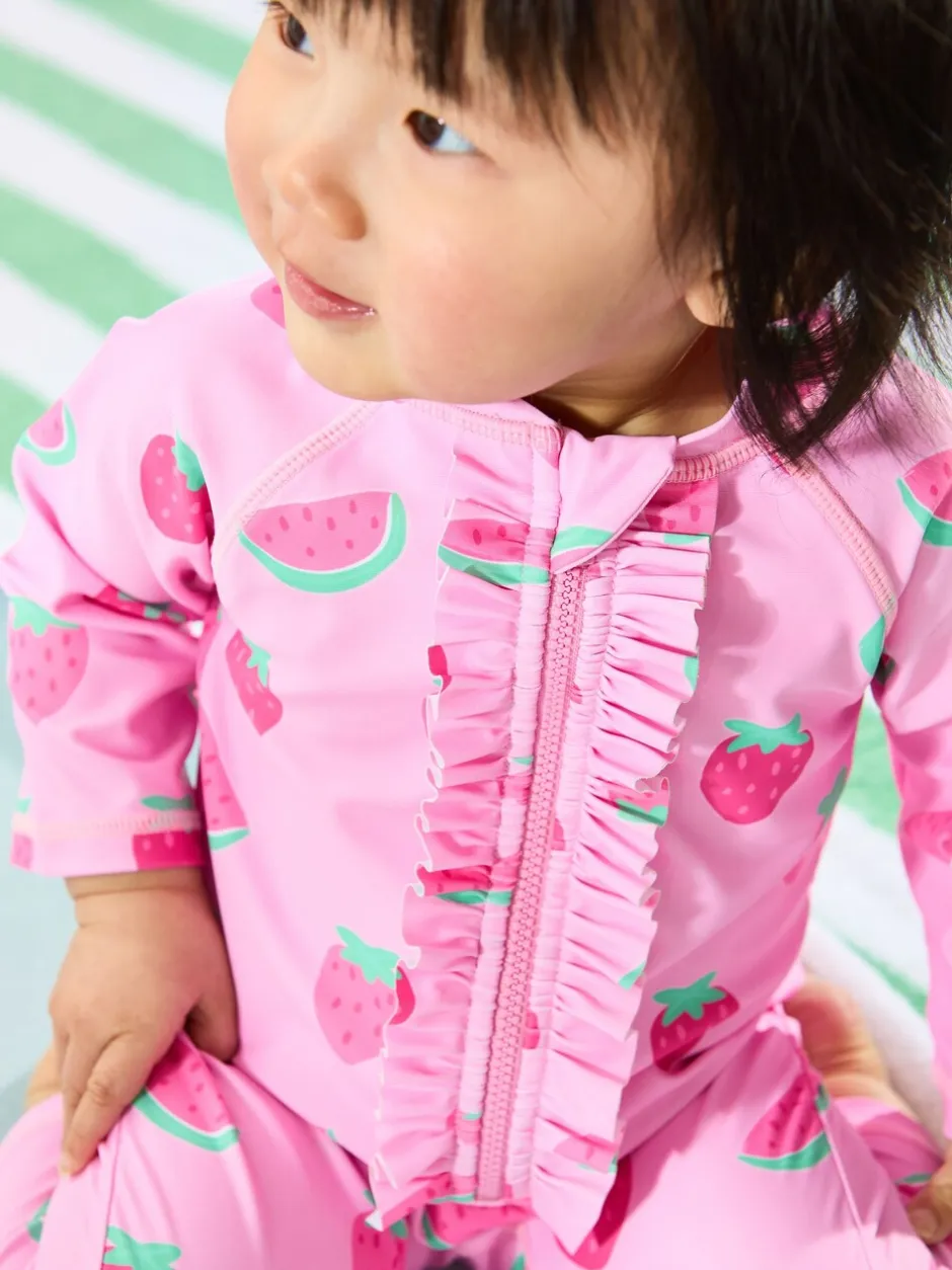 Badkleding|Jojo Maman Bébé - Zonbeschermend pak met aardbeienprint