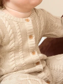 Rompertjes En Tuinbroeken*Jojo Maman Bébé Cable Knit All-In-One With Hat