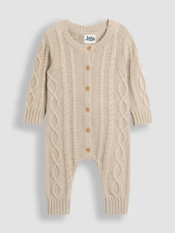 Rompertjes En Tuinbroeken*Jojo Maman Bébé Cable Knit All-In-One With Hat
