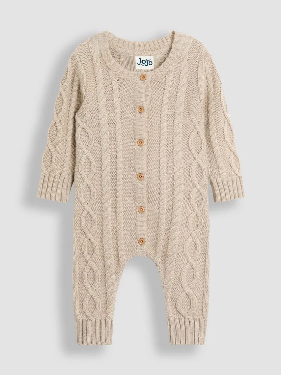 Rompertjes En Tuinbroeken*Jojo Maman Bébé Cable Knit All-In-One With Hat