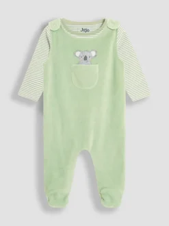 Jumpsuits En Playsuits|Jojo Maman Bébé 2-delige set bretelbroeken met katoenen voetjes