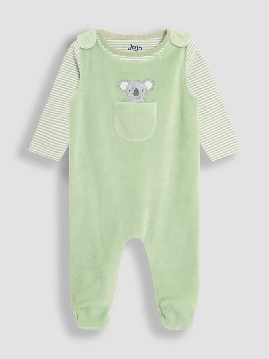 Jumpsuits En Playsuits|Jojo Maman Bébé 2-delige set bretelbroeken met katoenen voetjes