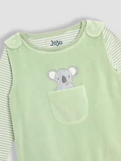 Jumpsuits En Playsuits|Jojo Maman Bébé 2-delige set bretelbroeken met katoenen voetjes