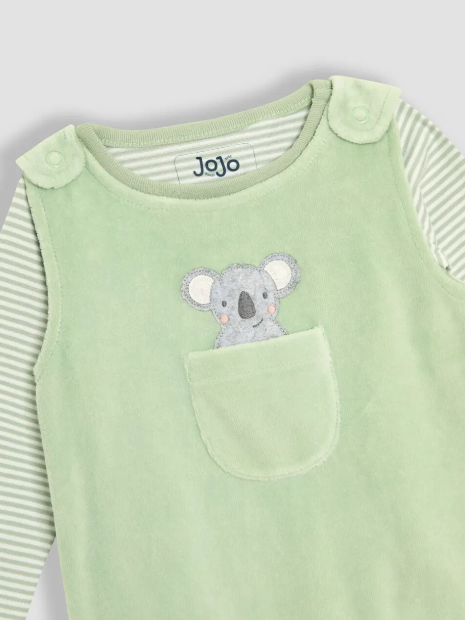 Jumpsuits En Playsuits|Jojo Maman Bébé 2-delige set bretelbroeken met katoenen voetjes
