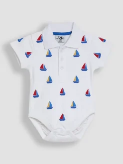 Rompertjes En Hemdjes|Jojo Maman Bébé Embroidered Polo Shirt Bodysuit