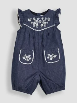 Jumpsuits En Playsuits*Jojo Maman Bébé Embroidered Chambray Dungarees & Top Set